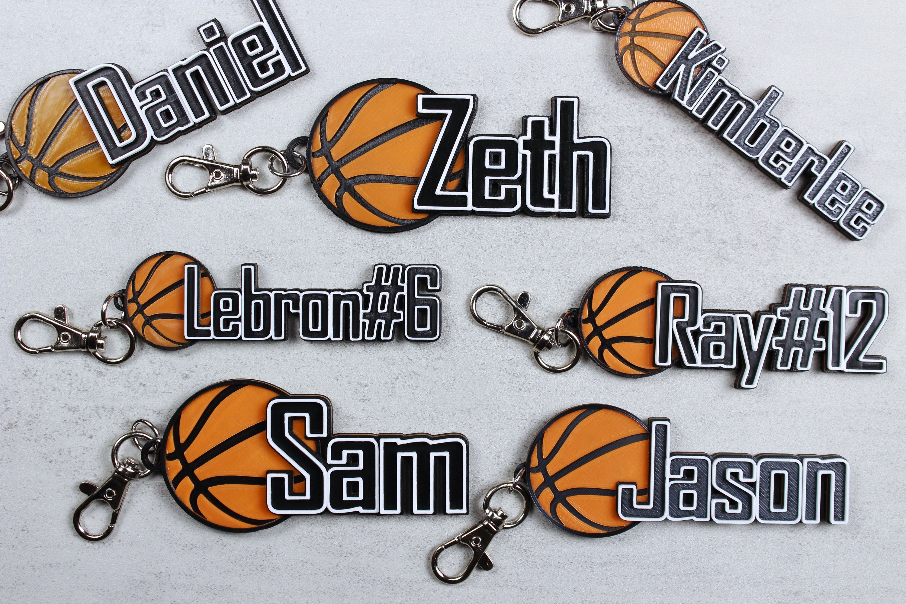 3D Large Basketball Name Tag Keychain. Basketball Bag Pack Tag. Personalized Name Keychain. Basketball Team Gift. Basketball Coach Gift.