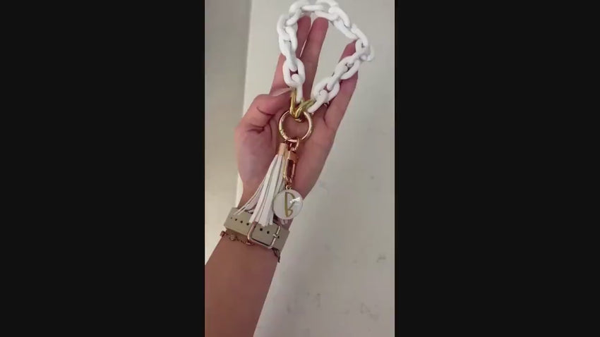 Chunky Chain Link Wristlet Keychain. Personalized Wristlet Keychain. Monogrammed Bracelet Keychain. Boho Modern Keychain. Rainbow Wristlet.