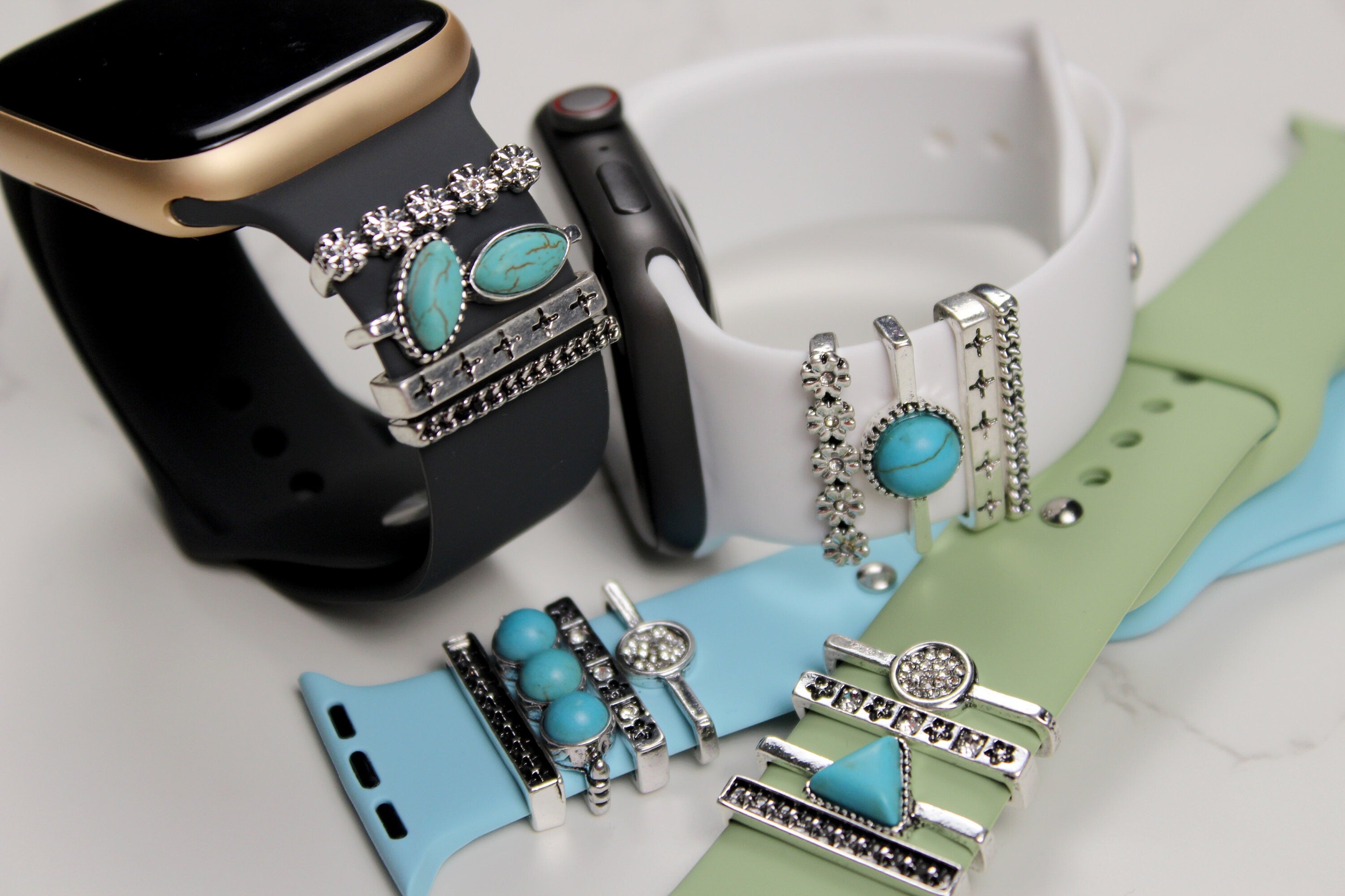 Turquoise Stackable Watch Band Charms for Apple Watch, Fitbit, iWatch Band Charms, Apple Watch Accessories, Apple Watch Jewelry