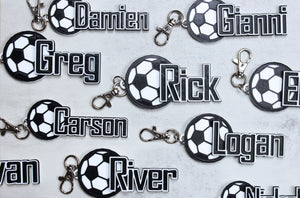 Personalized Soccer Keychain. Soccer Name Tag Keychain. Soccer Bag Name Tag. Soccer Team Gift. Soccer Coach Gift. Soccer ID Tag Name Plate.