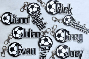 Personalized Soccer Keychain. Soccer Name Tag Keychain. Soccer Bag Name Tag. Soccer Team Gift. Soccer Coach Gift. Soccer ID Tag Name Plate.
