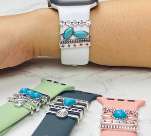 Apple Watch Band Charms. Turquoise Stackable Watch Band Charms for Apple Watch, Fitbit, iWatch Band Charms, Apple Watch Accessories.