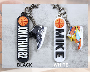 Basketball Name Tag Keychain. Personalized Sneaker Keychain. 3D Sneaker Keychain and Basketball Name Tag. Basketball Backpack Tag.