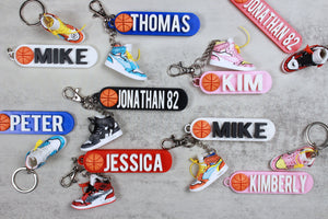 Basketball Name Tag Keychain. Personalized Sneaker Keychain. 3D Sneaker Keychain and Basketball Name Tag. Basketball Backpack Tag.
