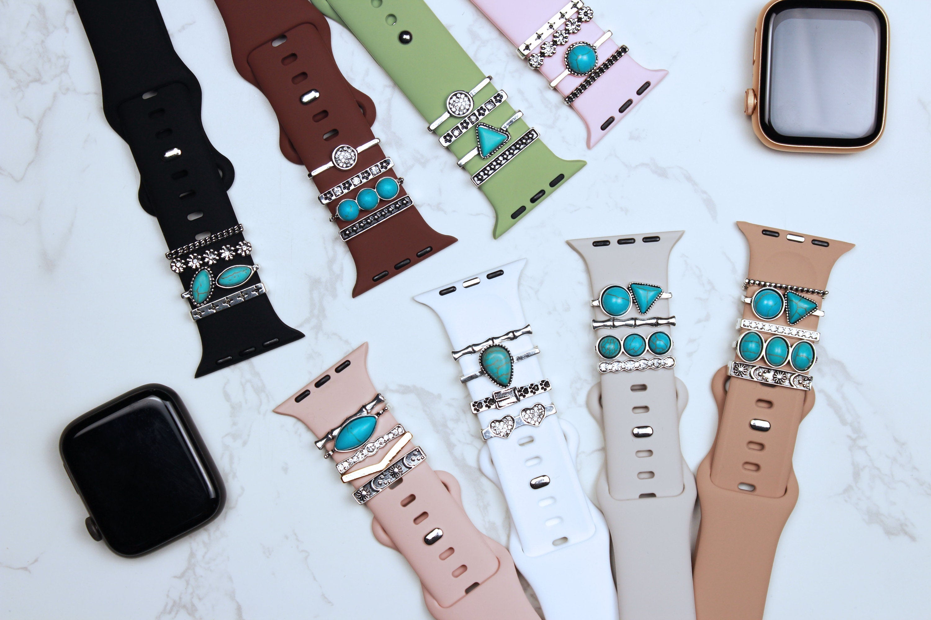 Turquoise Stackable Watch Band Charms for Apple Watch, Fitbit, iWatch Band Charms, Apple Watch Accessories, Apple Watch Jewelry