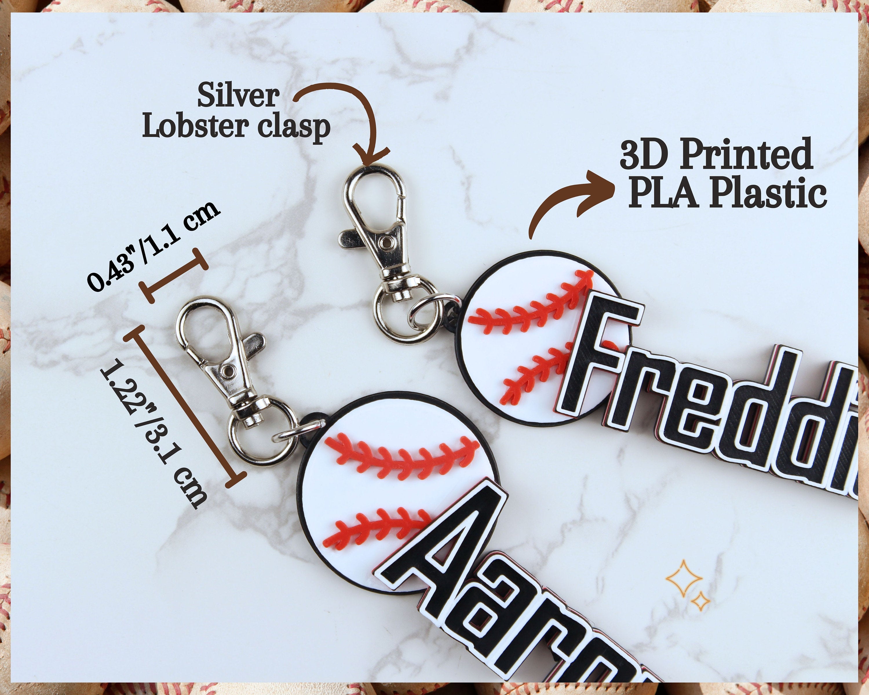 3D Baseball Name Tag Keychain. Baseball Bag Tag. Baseball Keychain. Baseball Custom Keychain. Baseball Game Gifts. Baseball Party Favor.