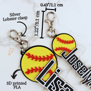 3D Softball Name Tag Keychain. Softball Bag Tag. Softball Keychain. Softball Custom Keychain. Softball Game Gifts. Softball Party Favor.